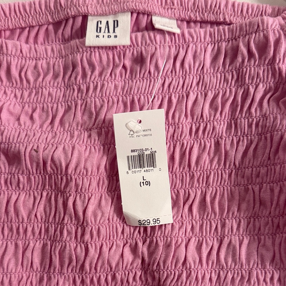 GAP Pink Smocked Top with Puff Sleeves